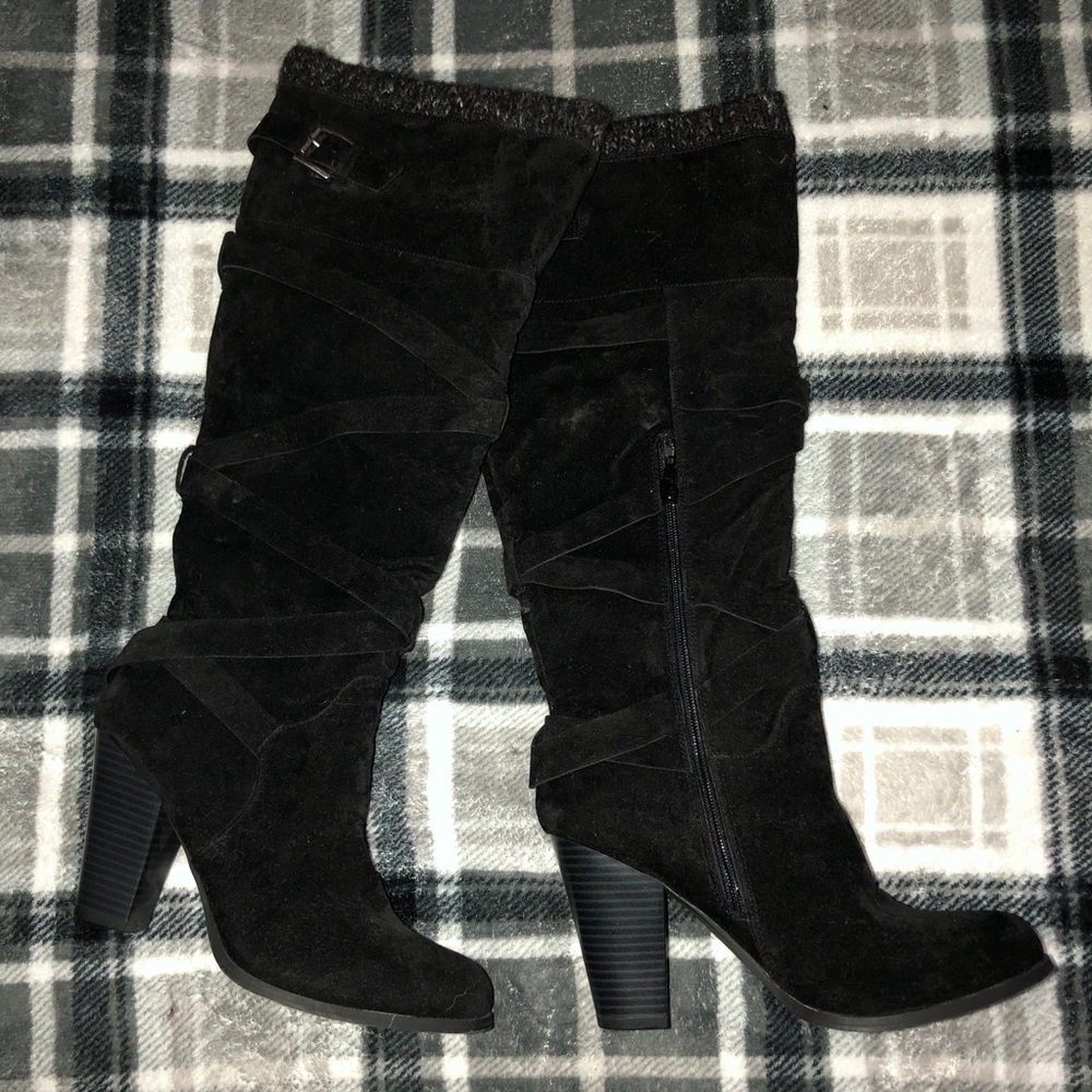 Faux Suede Heel Boots